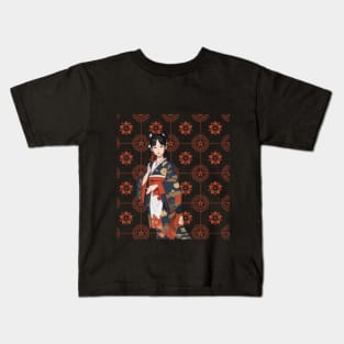 Japanese Girl in Kimono Kids T-Shirt